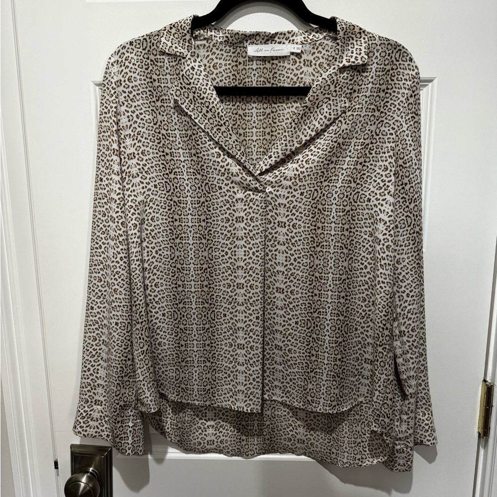 Animal print long sleeve blouse